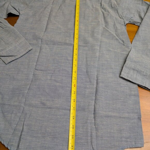 New Ely & Walker Mens Solid Gray/Blue Ultra-Press Western Button Up Shirt Sz 14 - Picture 16 of 16